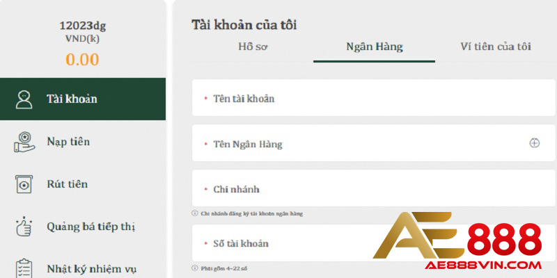 Hoàn thiện thông tin đăng ký AE888 trong hồ sơ để trải nghiệm nhiều hơn
